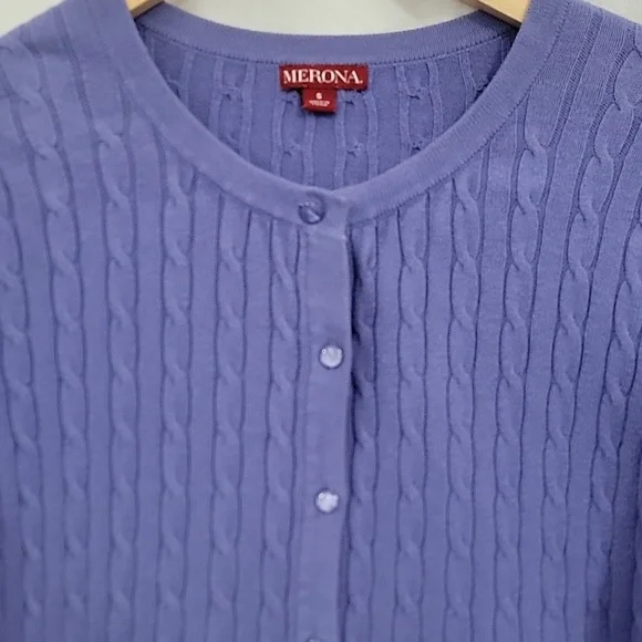 Merona Y2K Cableknit 3/4 sleeves button up Cardigan Size small fits medium EUC - Picture 4 of 11